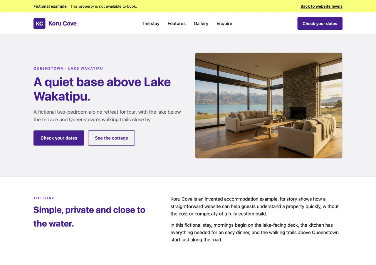 Koru Cove Basic website homepage preview